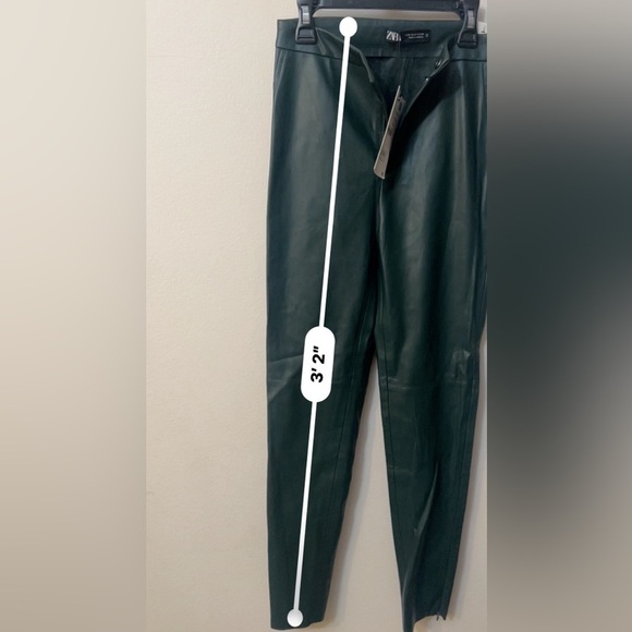 Zara dark green skinny leather pants NWT size Xs Matrix vibres - Picture 10 of 10